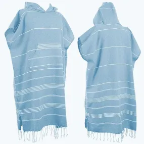 1pcs Large Turkish Cotton Poncho Towel Surf Poncho Changing Towel Robe with Hood and Front Pocket Absorbent Wearable Towel Hooded Beach Towel for Adult Man Women Beach Pool (Emerald Blue, Medium)