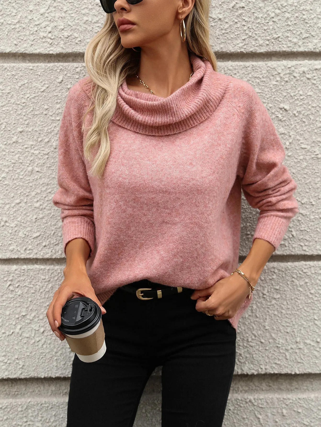2025, Winter Casual Rollkragen Gestrickte Pullover Für Frauen Solide Langarm Pullover Damen Herbst Trend Warm Off Schulter Jumper
