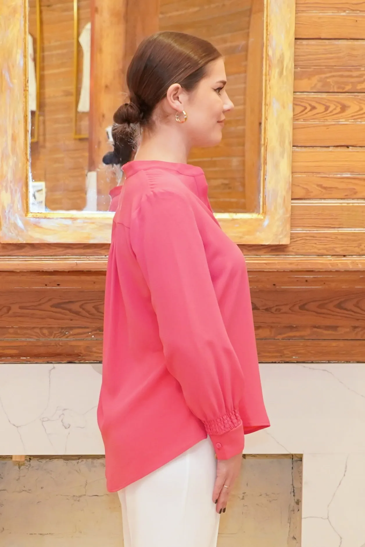 28" Long Sleeve Mandarin-V Tunic