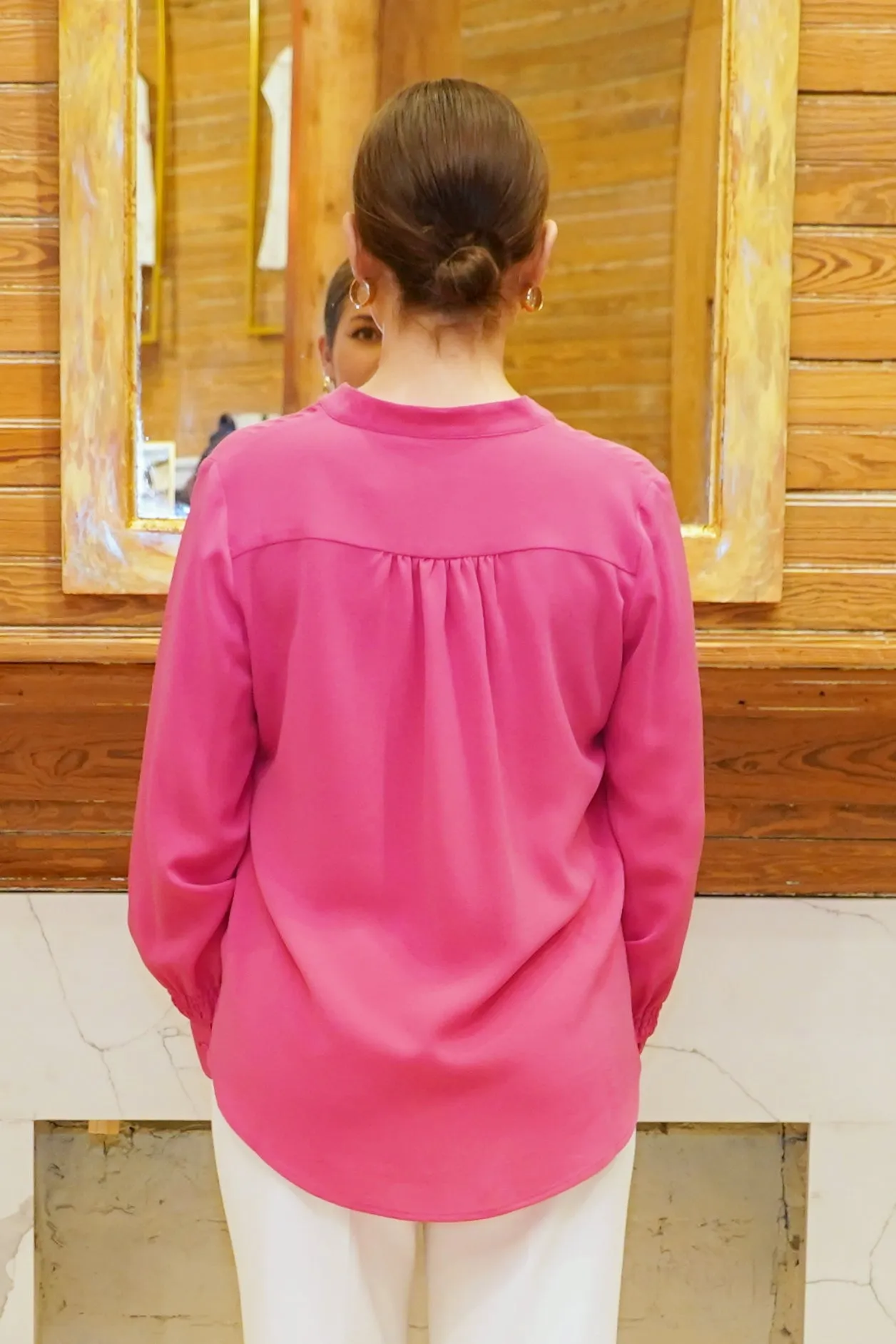 28" Long Sleeve Mandarin-V Tunic