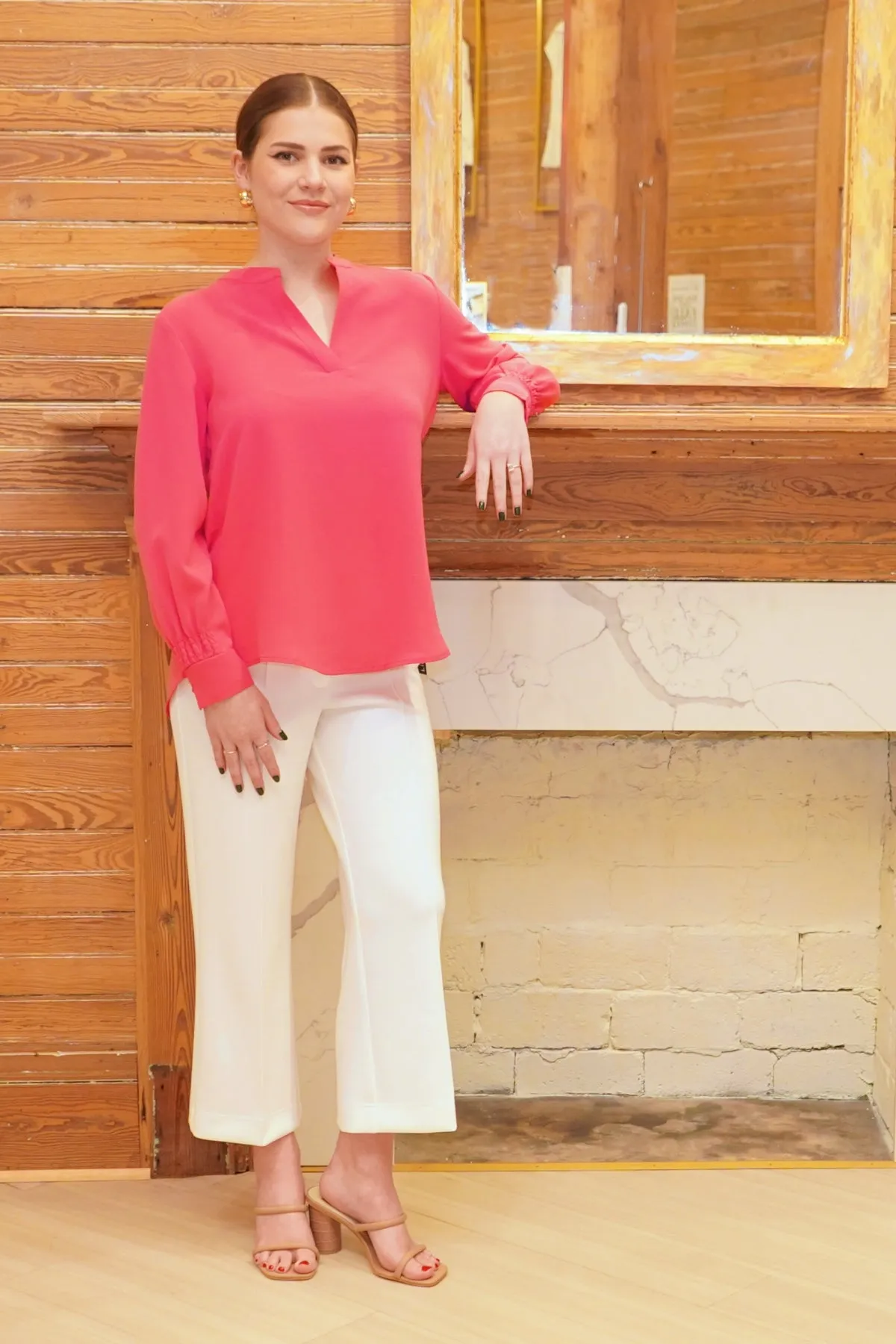 28" Long Sleeve Mandarin-V Tunic