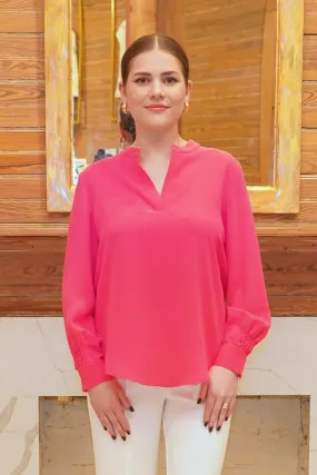 28" Long Sleeve Mandarin-V Tunic