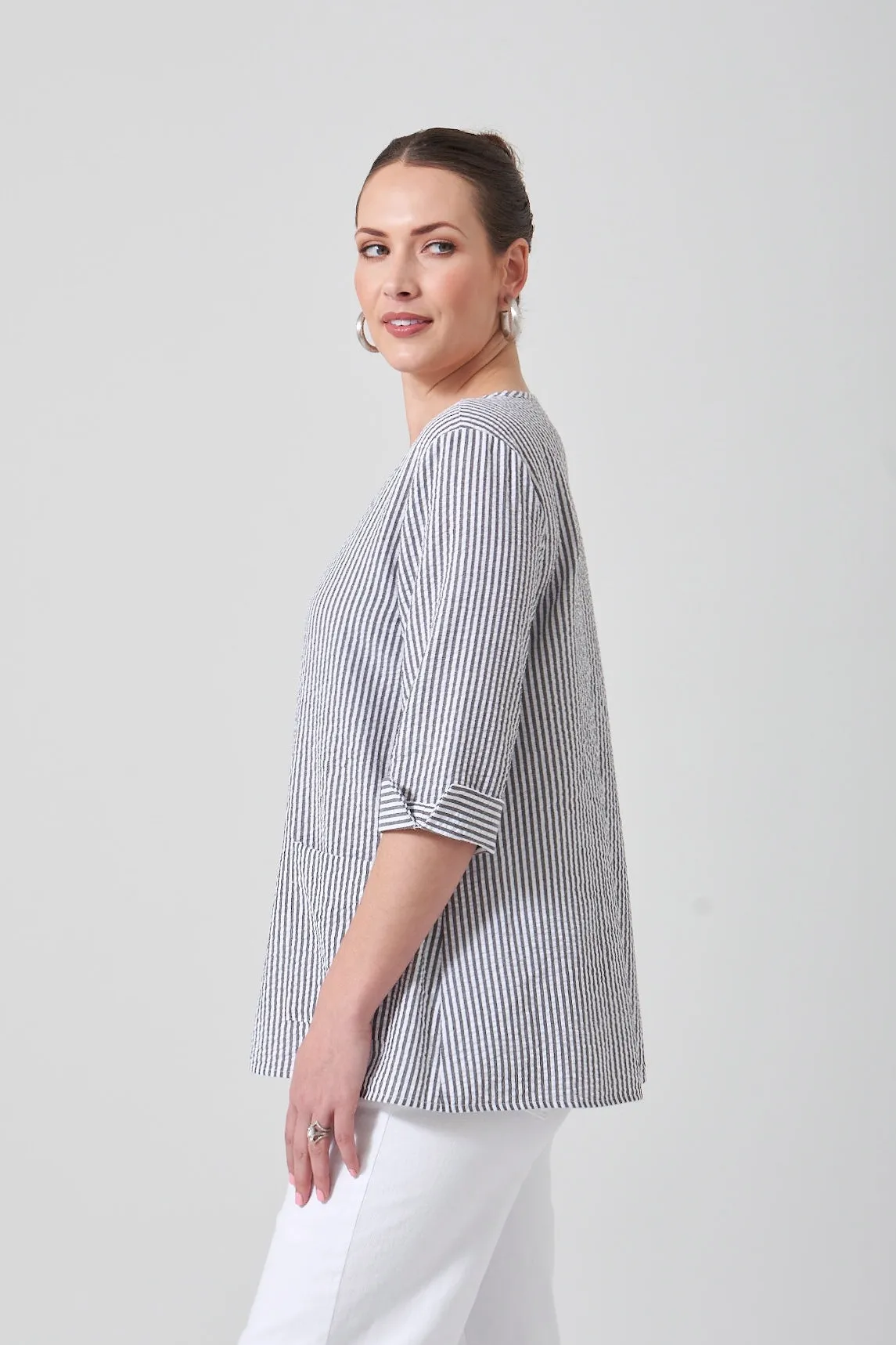 28" Seersucker Soft V Tunic