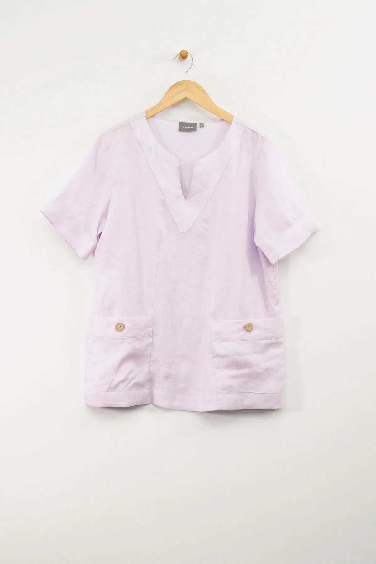 29" Short Sleeve V-Neck Tunic with Pockets