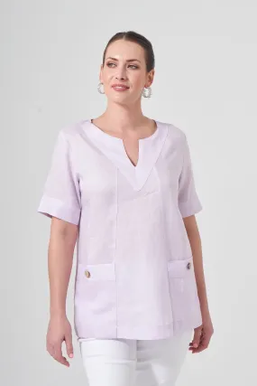 29" Short Sleeve V-Neck Tunic with Pockets