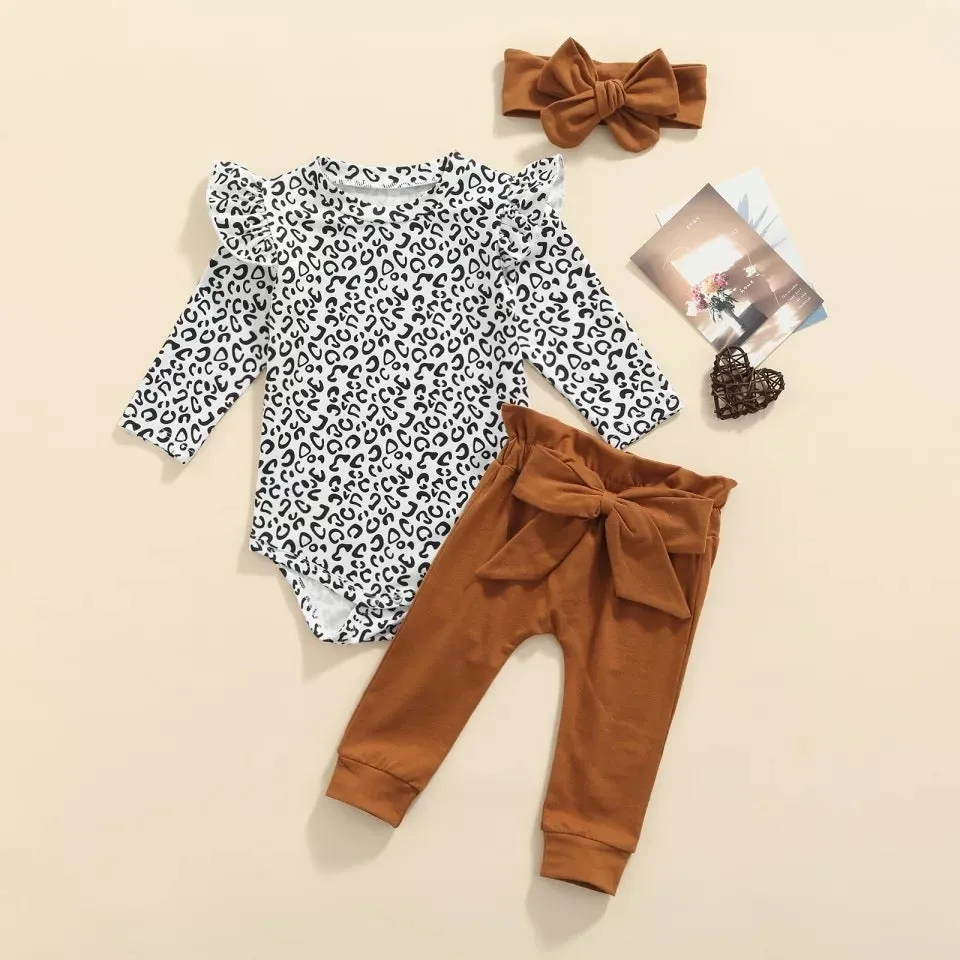 3pcs Bow High Waist Pants Set