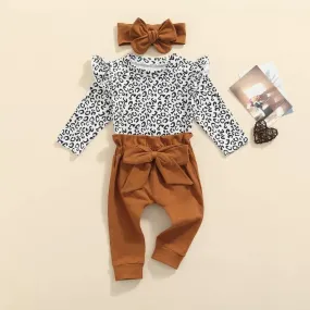 3pcs Bow High Waist Pants Set