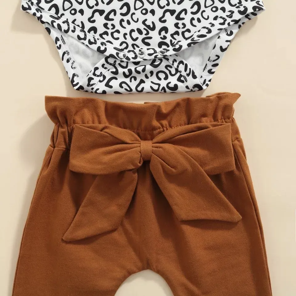 3pcs Bow High Waist Pants Set