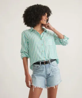 Abbey Linen Button Down - Slushy Stripe