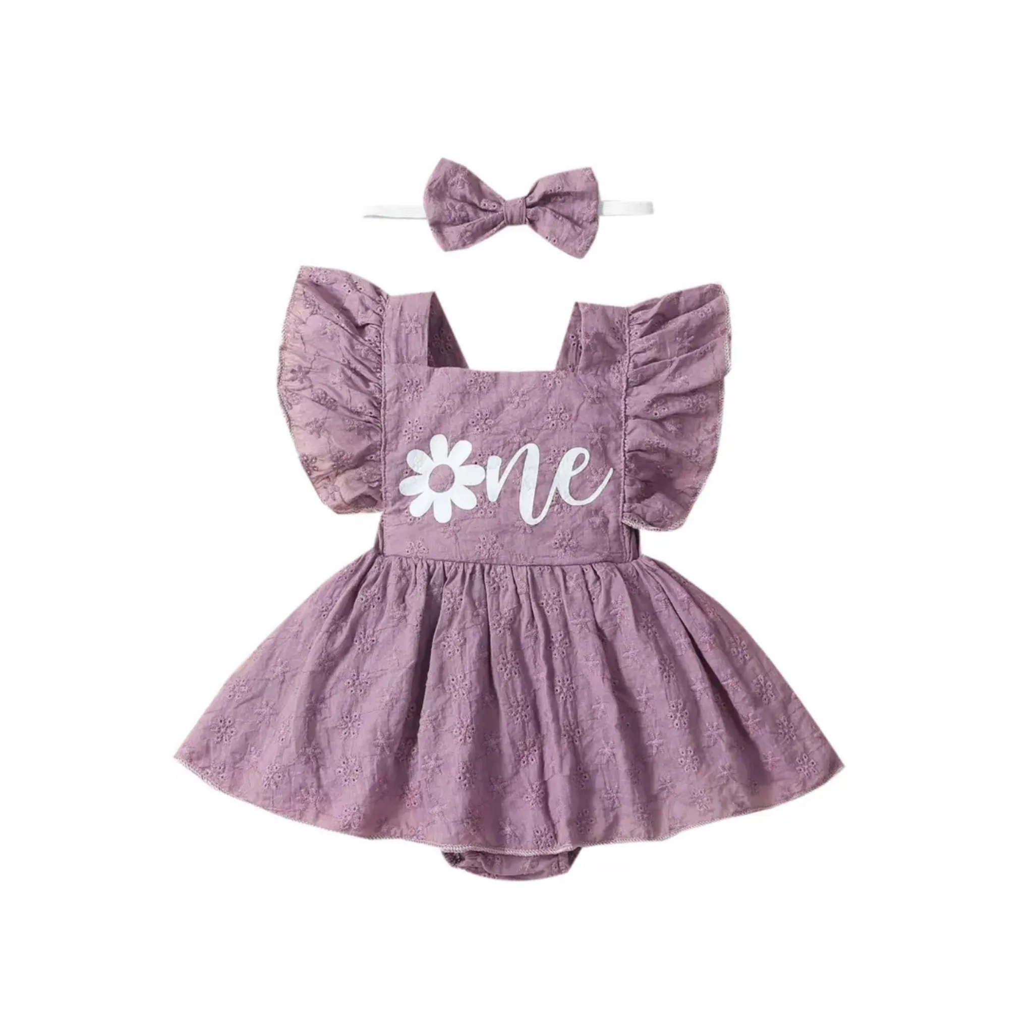 Alma Birthday Romper Set- Plum