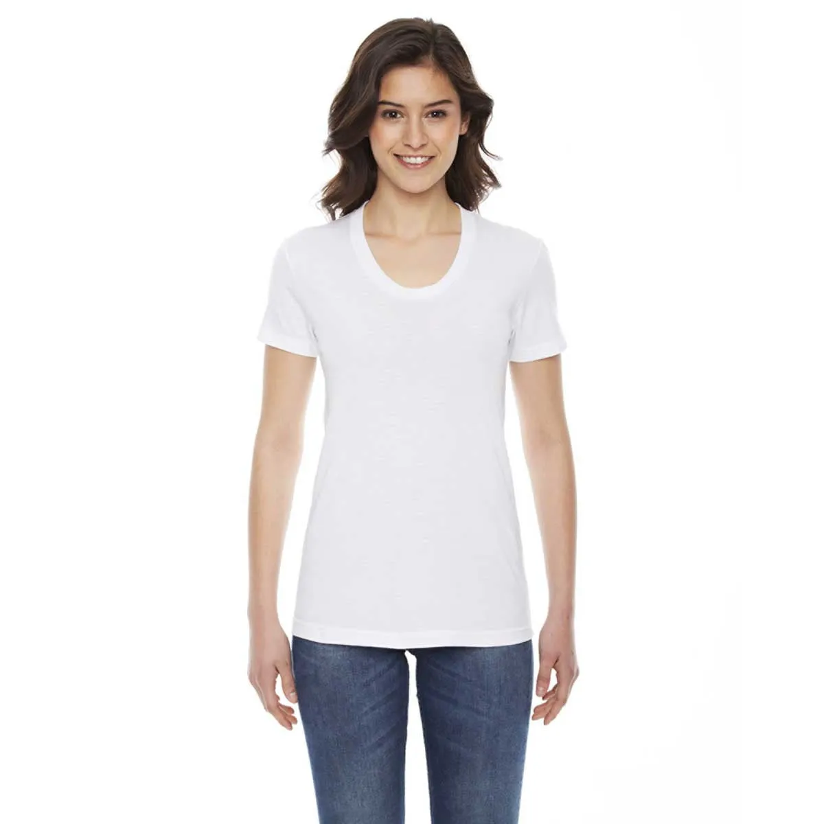 American Apparel Women's White Poly-Cotton Short-Sleeve Crewneck