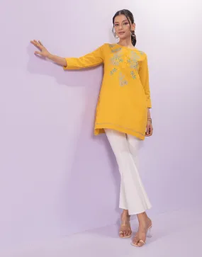 Arina Yellow Embroidred Tunic