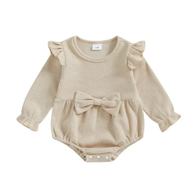 ASTRID Bowtie Waffle Knit Romper
