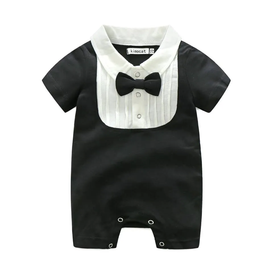 Baby Formal Tuxedo Cotton Romper