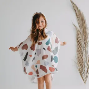 Baby Kids Beach Bath Towel Muslin Hooded Poncho - Terrazzo