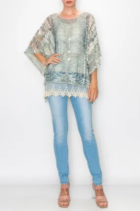 Bali Crochet Denim Print Top