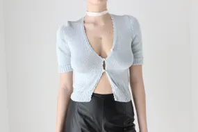 BALLETCORE 90s Pastel Cotton Knit Button Up Top