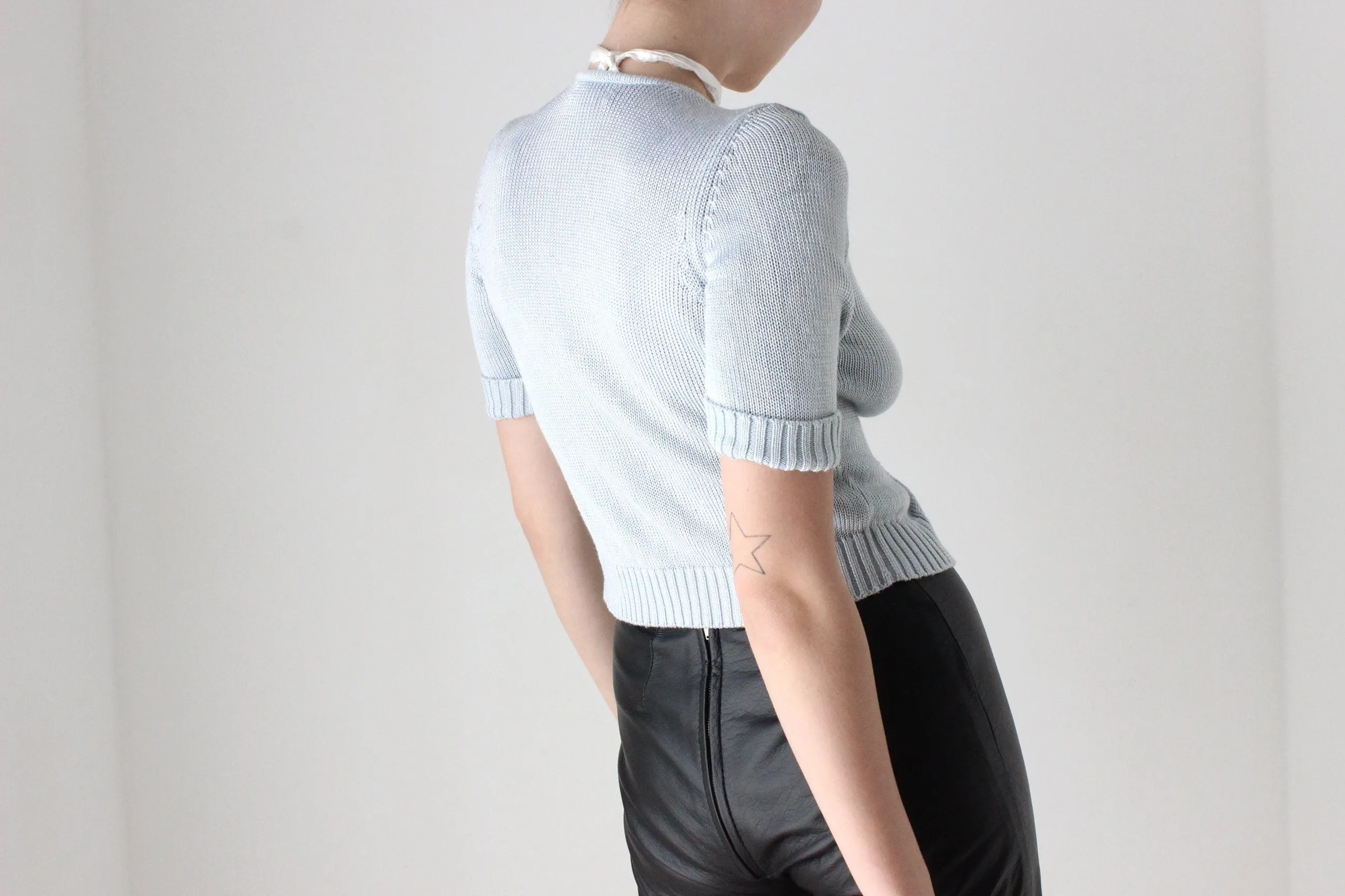 BALLETCORE 90s Pastel Cotton Knit Button Up Top