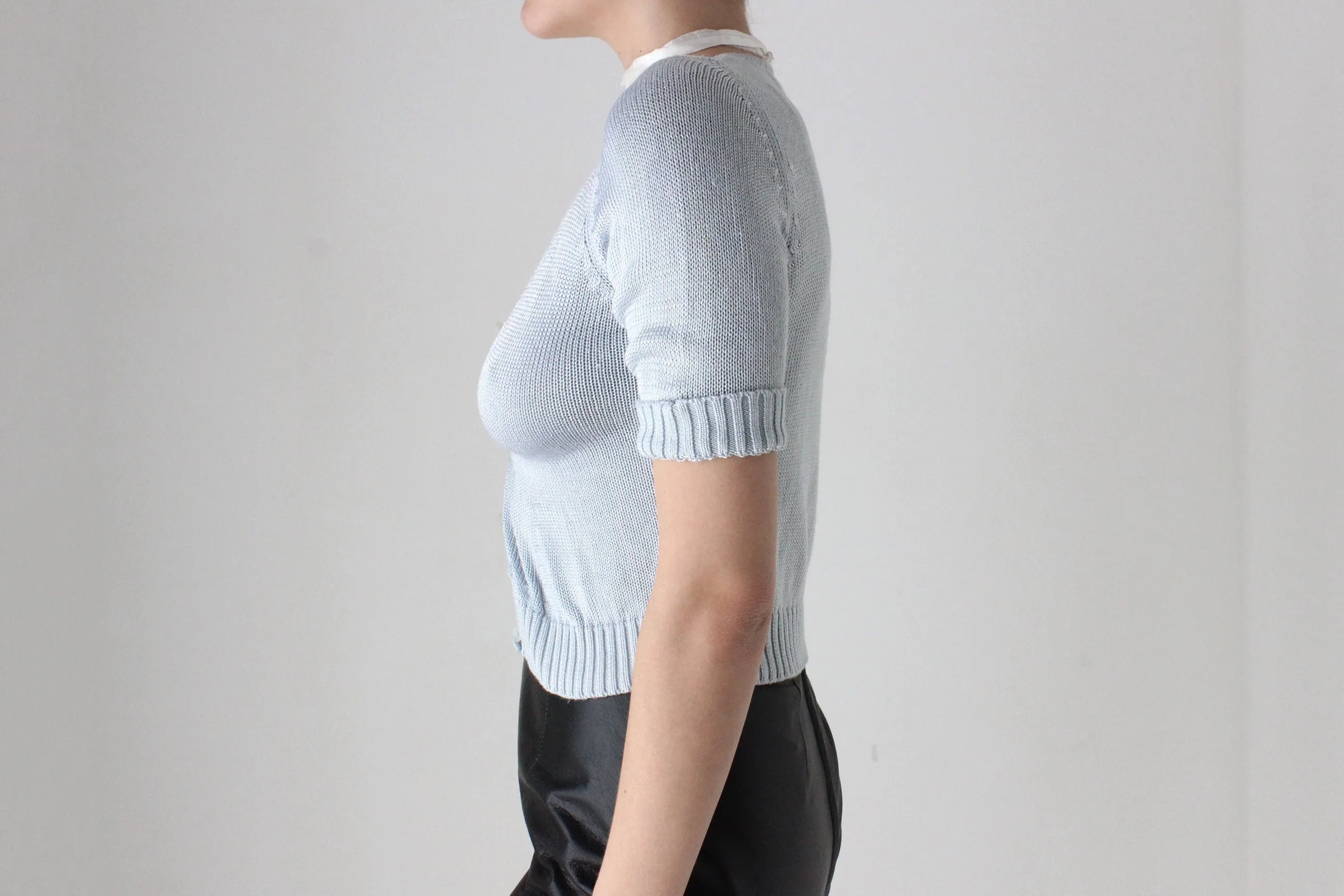 BALLETCORE 90s Pastel Cotton Knit Button Up Top