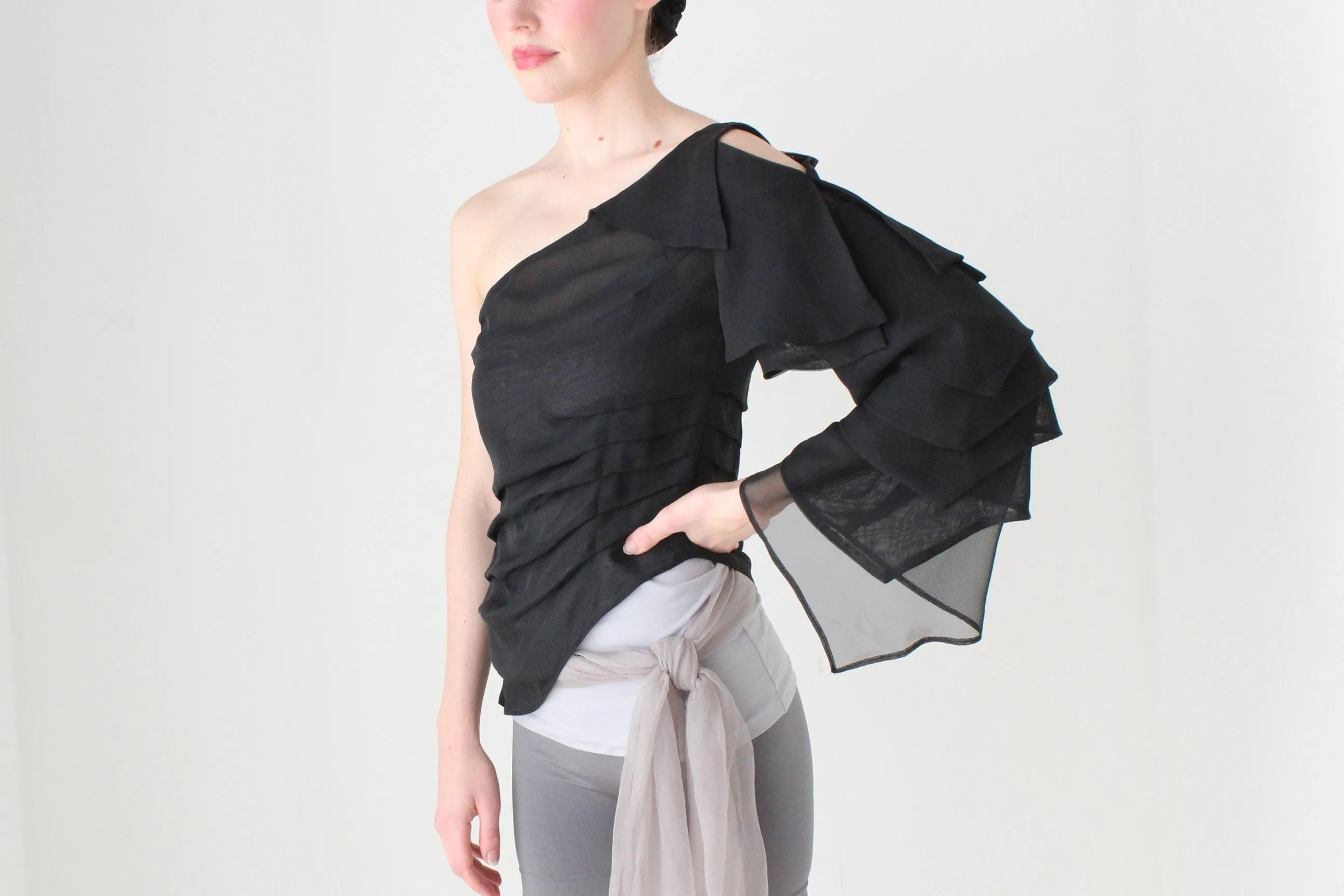 BALLETCORE Y2K Designer One Shoulder Origami Top