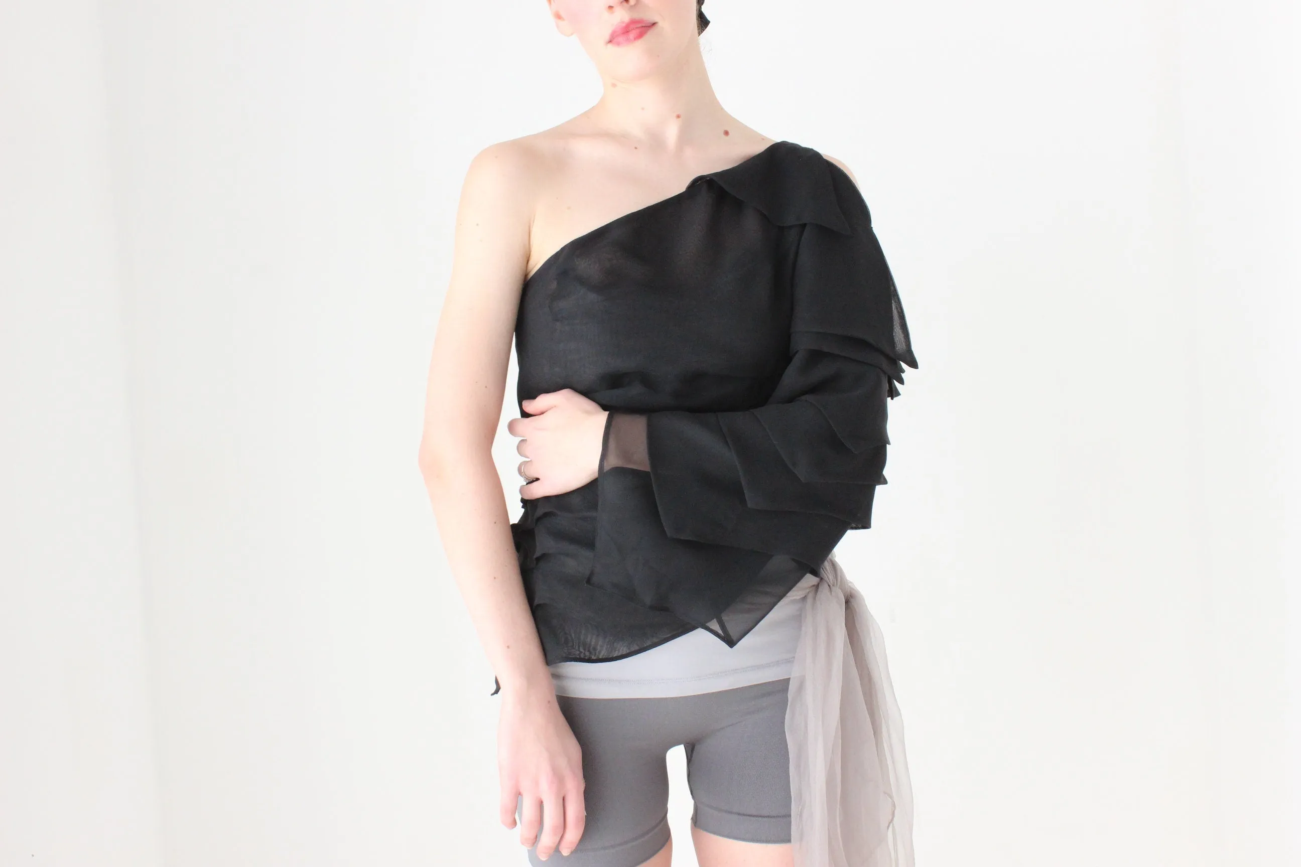 BALLETCORE Y2K Designer One Shoulder Origami Top