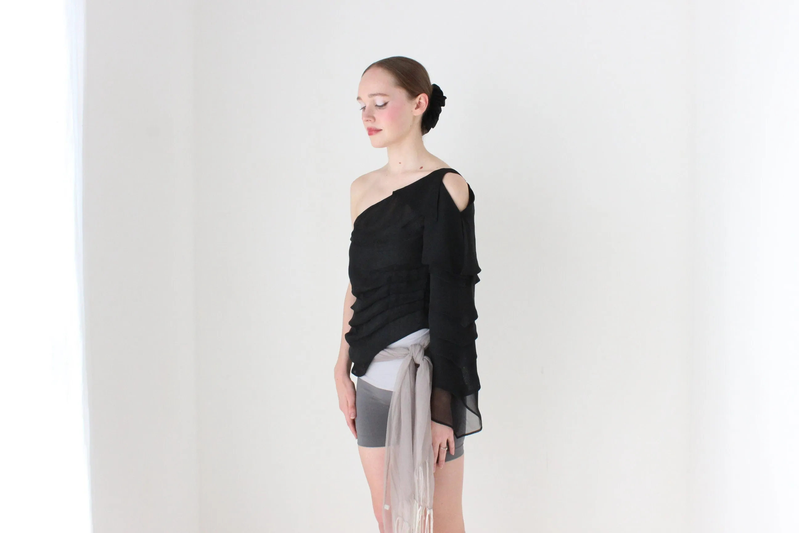 BALLETCORE Y2K Designer One Shoulder Origami Top