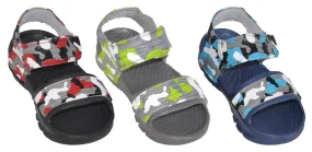 Boys' Camo Sandal Shoe - Colors Red/Grey, Green/Grey, and Blue/Grey - Sizes 11.5-4 (Little/Big Boys)