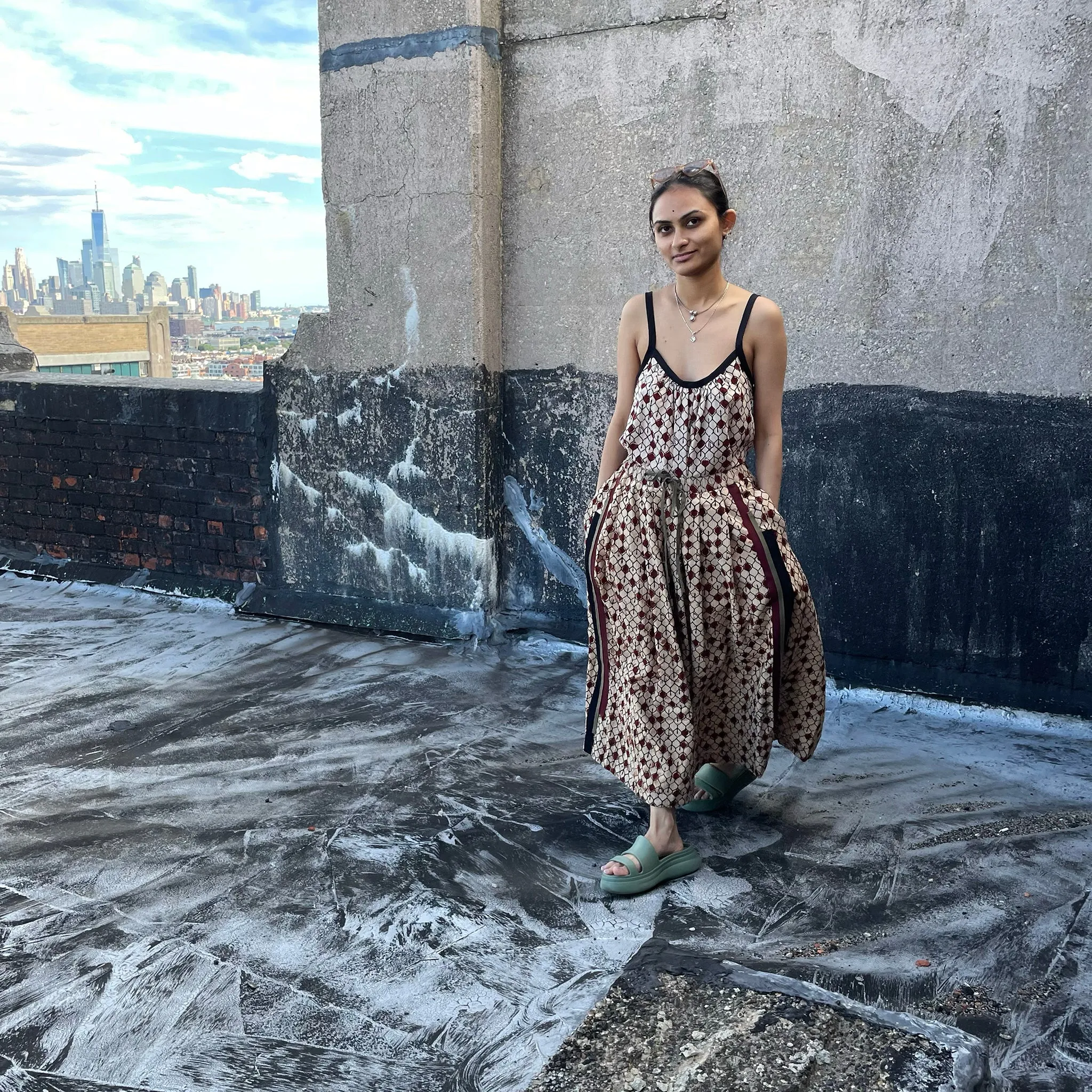 Brigade Skirt Maxi - Khaki Block Print