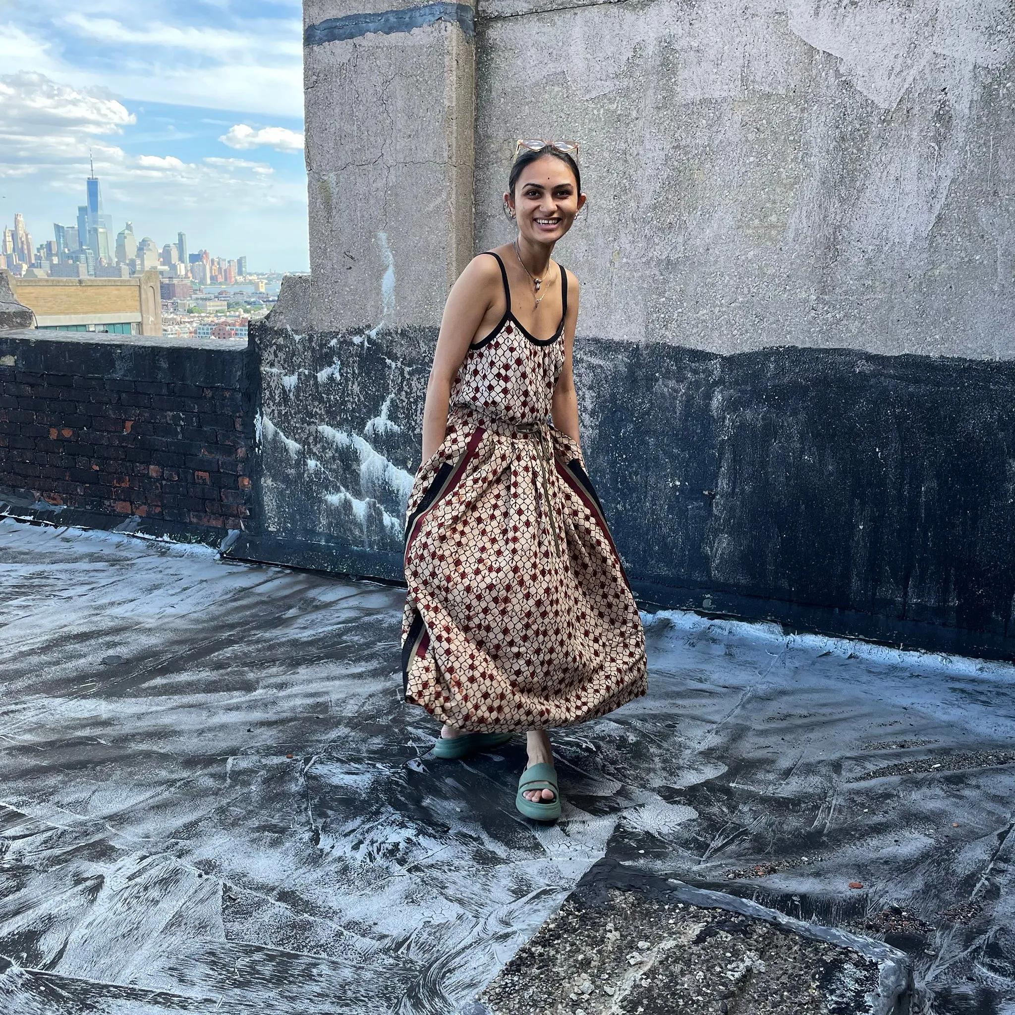 Brigade Skirt Maxi - Khaki Block Print