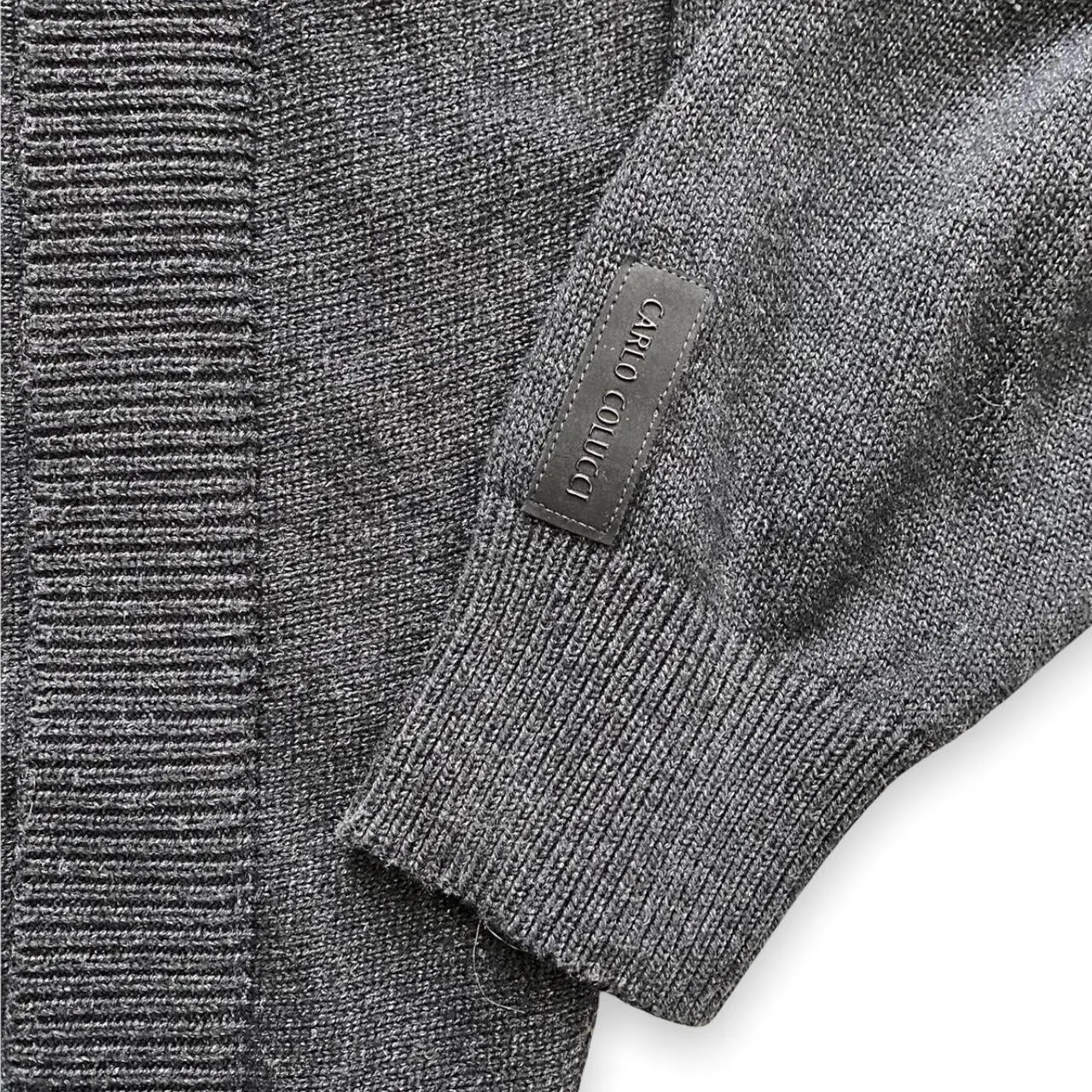 Carlo Colucci Men's Top Safety Pin Knit Sweater Pullover Size Large Cotton Long Sleeve Black