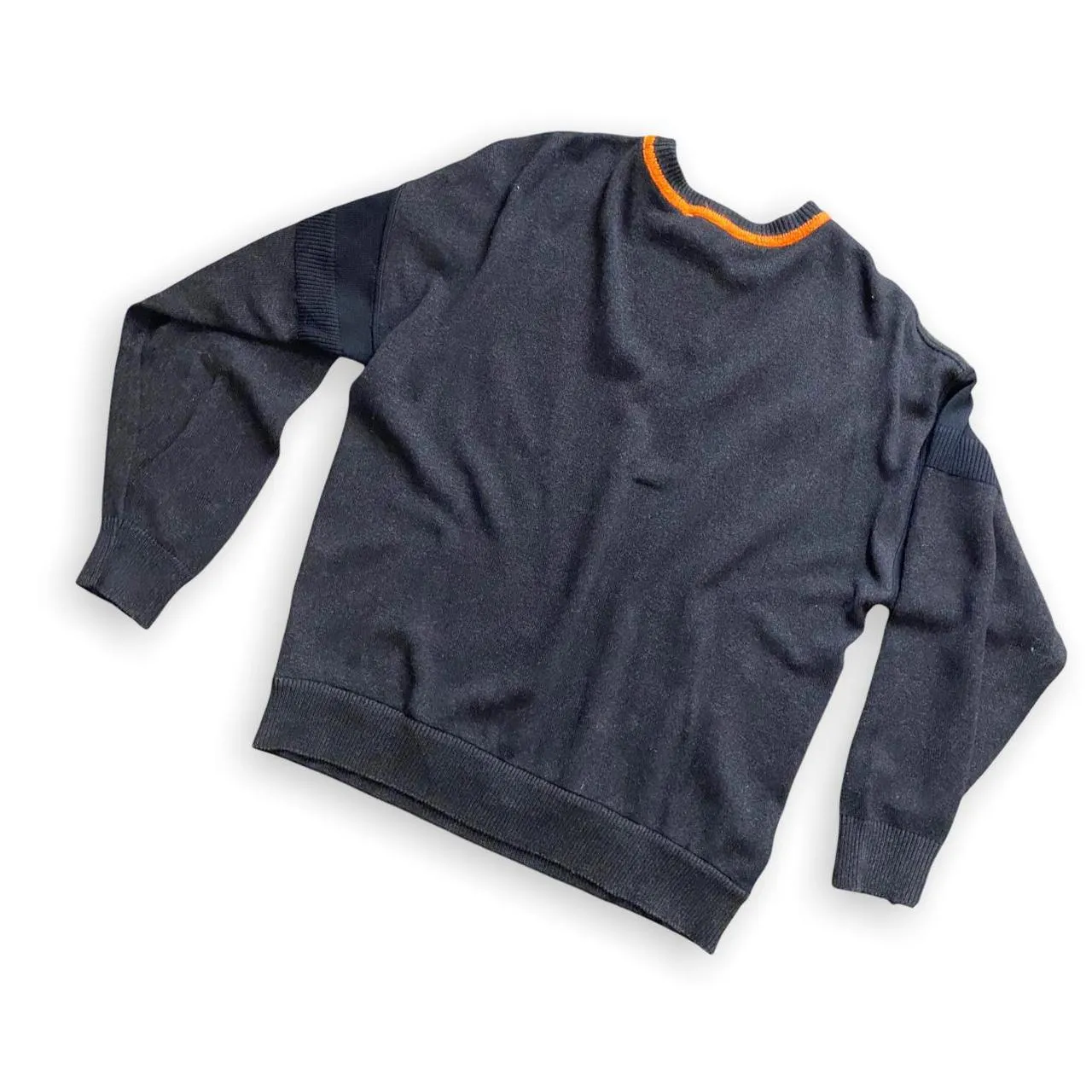 Carlo Colucci Men's Top Safety Pin Knit Sweater Pullover Size Large Cotton Long Sleeve Black