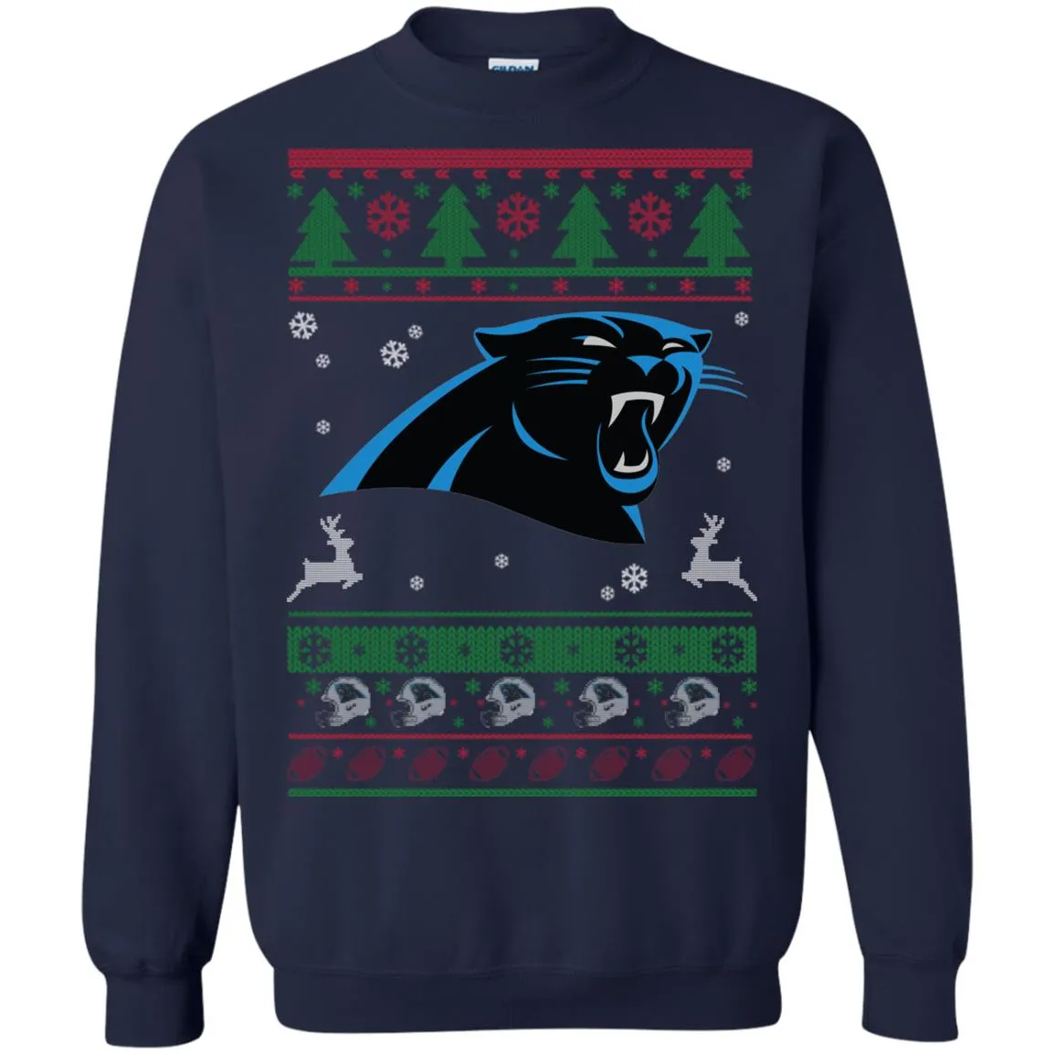 Carolina Panthers Logo Football Teams Ugly Christmas Sweater Unisex Crewneck Pullover Sweatshirt
