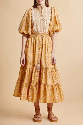 Cotton Slub Midi Dress in Wallpaper