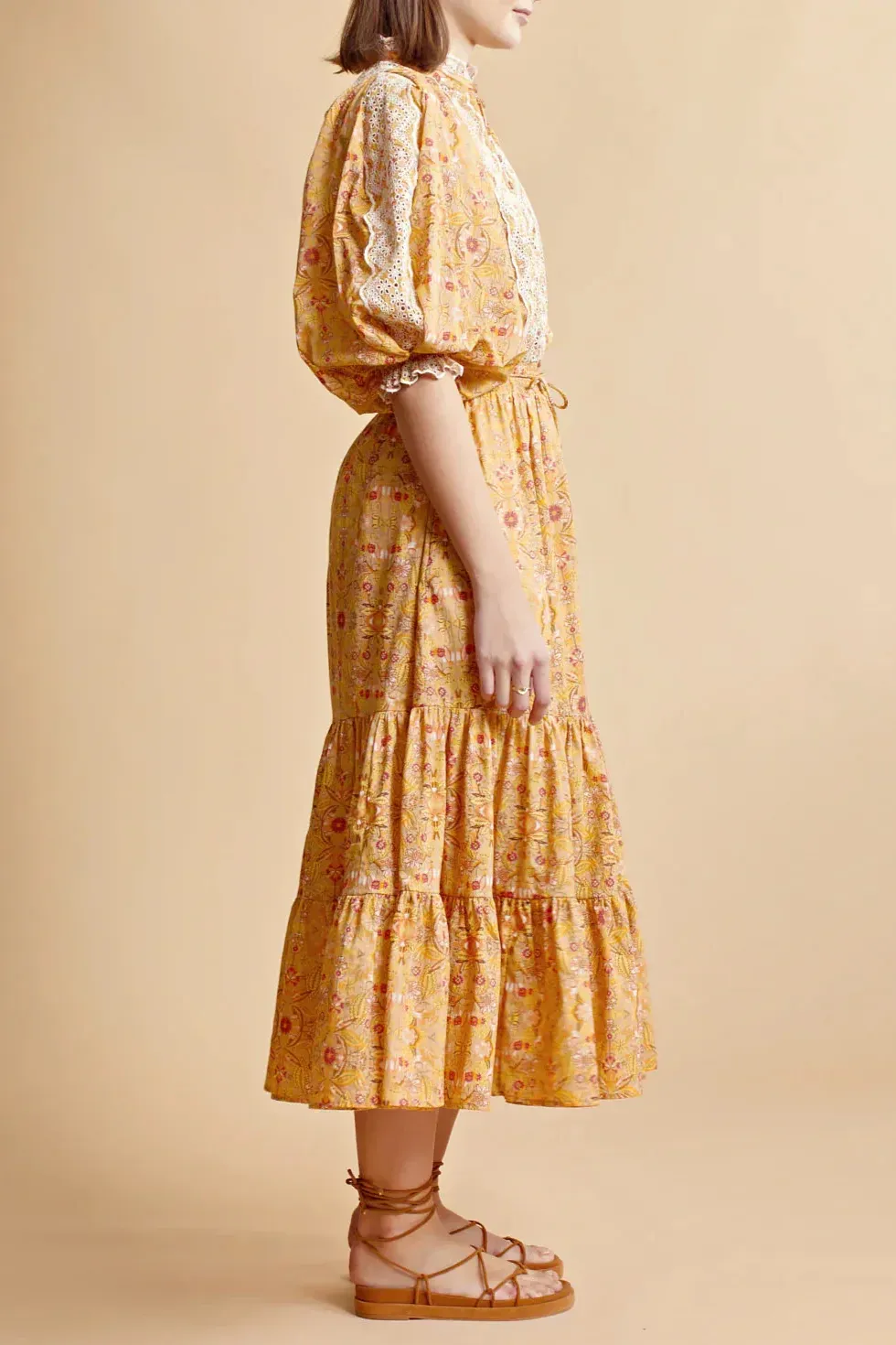 Cotton Slub Midi Dress in Wallpaper