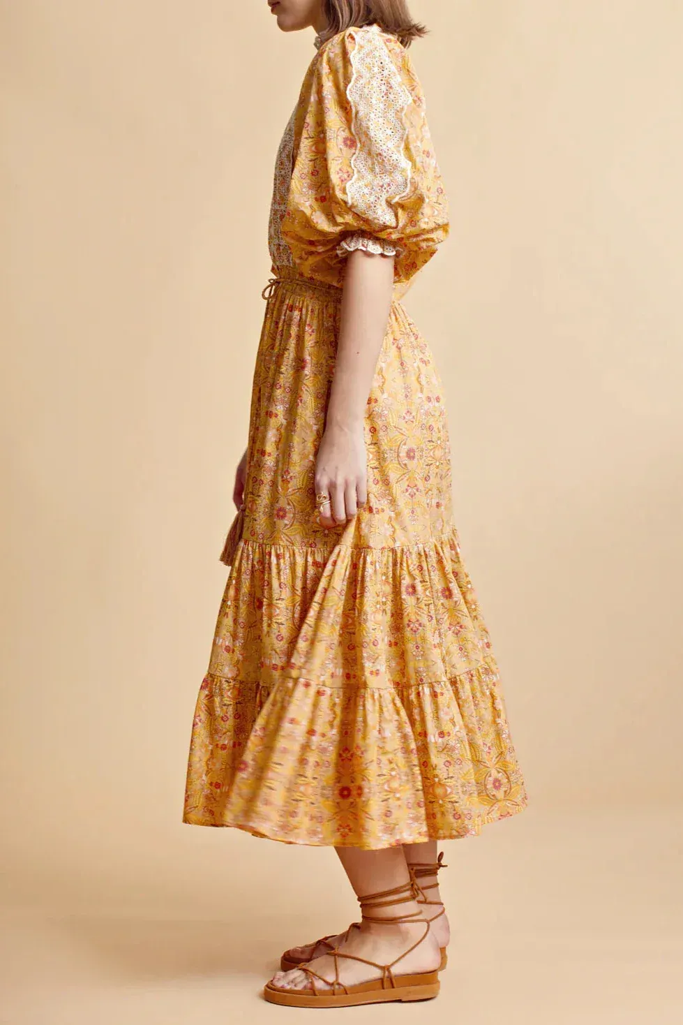 Cotton Slub Midi Dress in Wallpaper