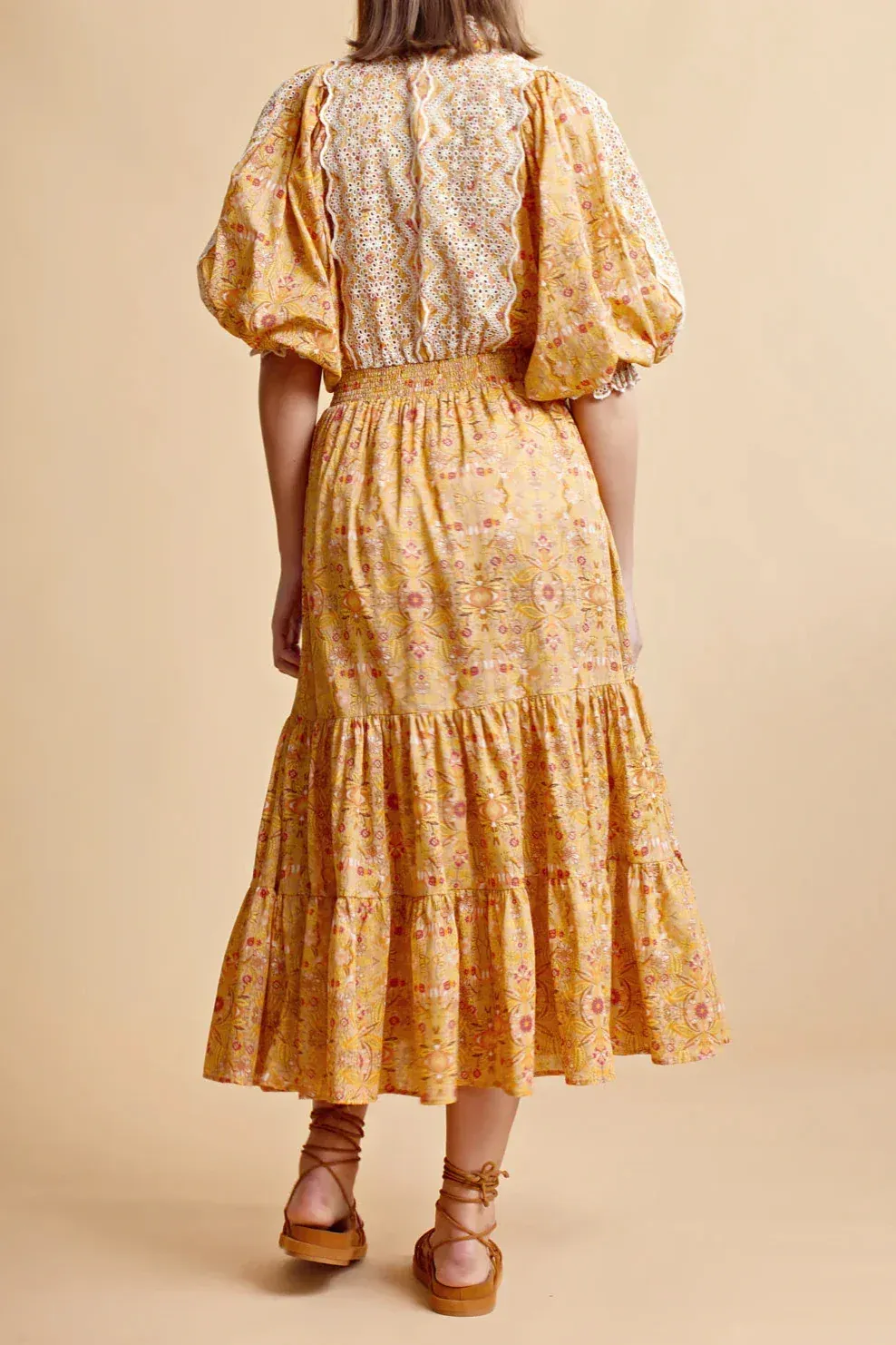 Cotton Slub Midi Dress in Wallpaper