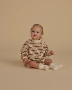 Crewneck Romper - Honey Comb Stripe