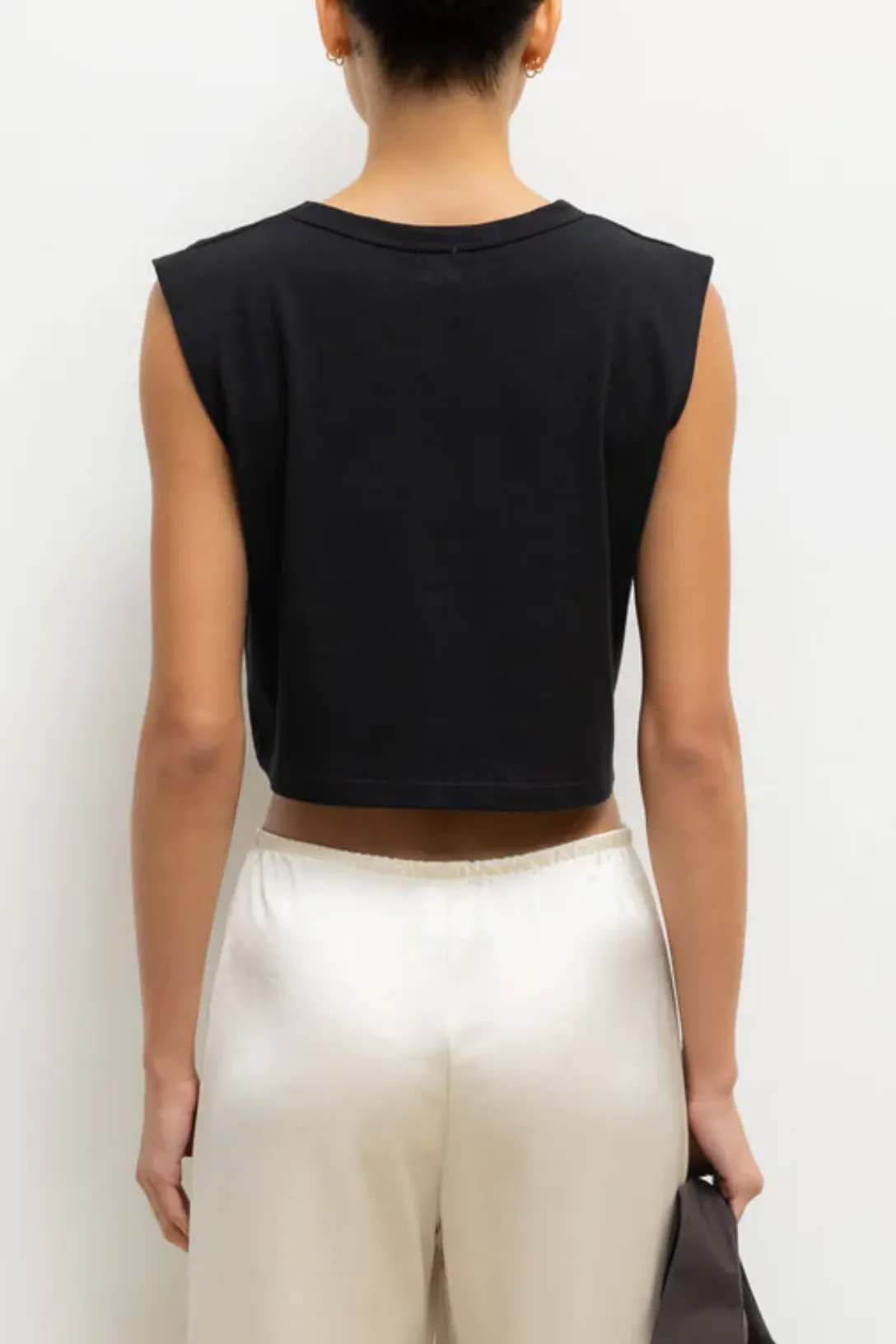 Crop Sleeveless Margo T-Shirt | Black
