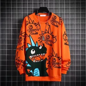 Dinosaurier- Oversize-Pullover mit langen Ärmeln