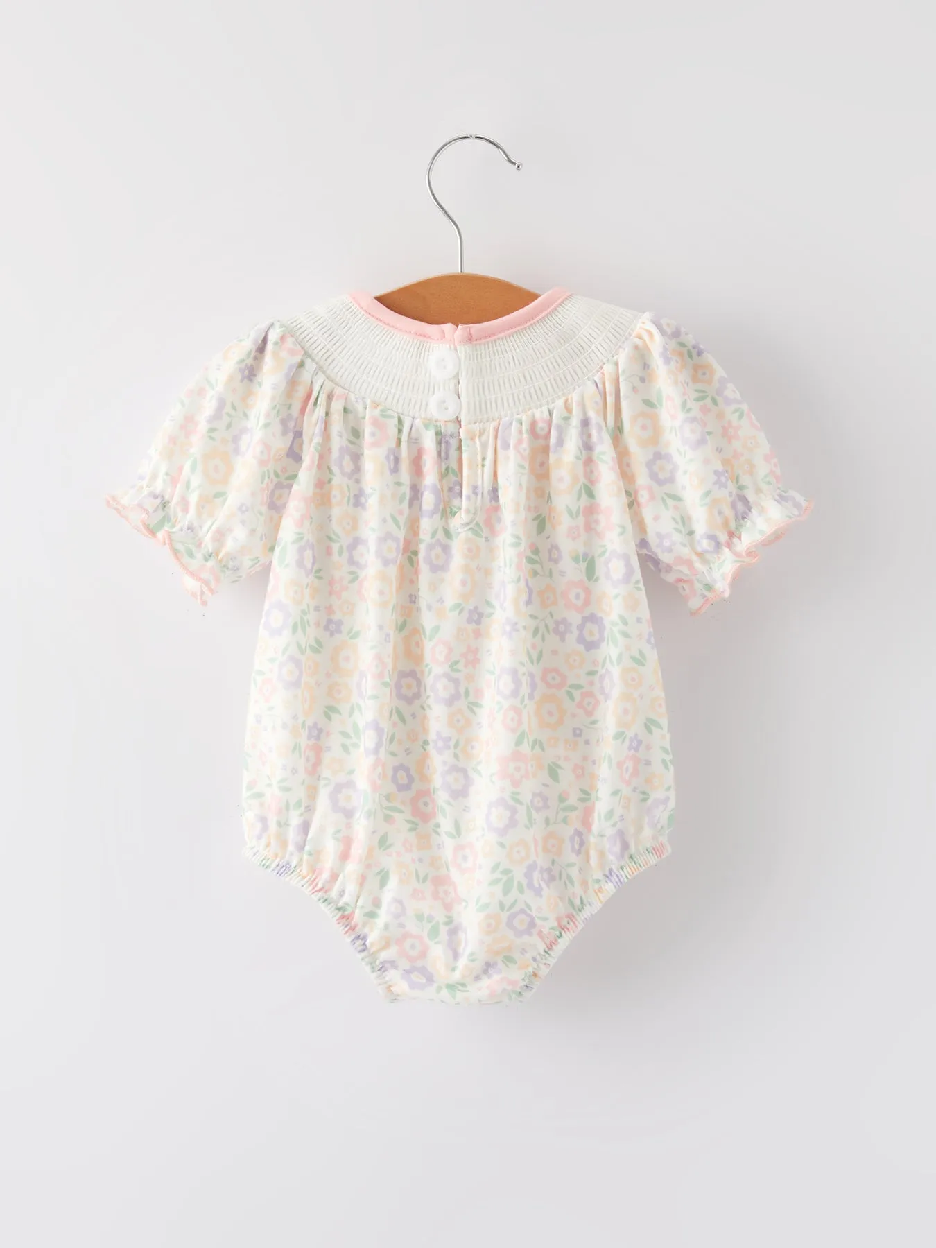 Easter Cross Smocking Embroidery Colorful Romper
