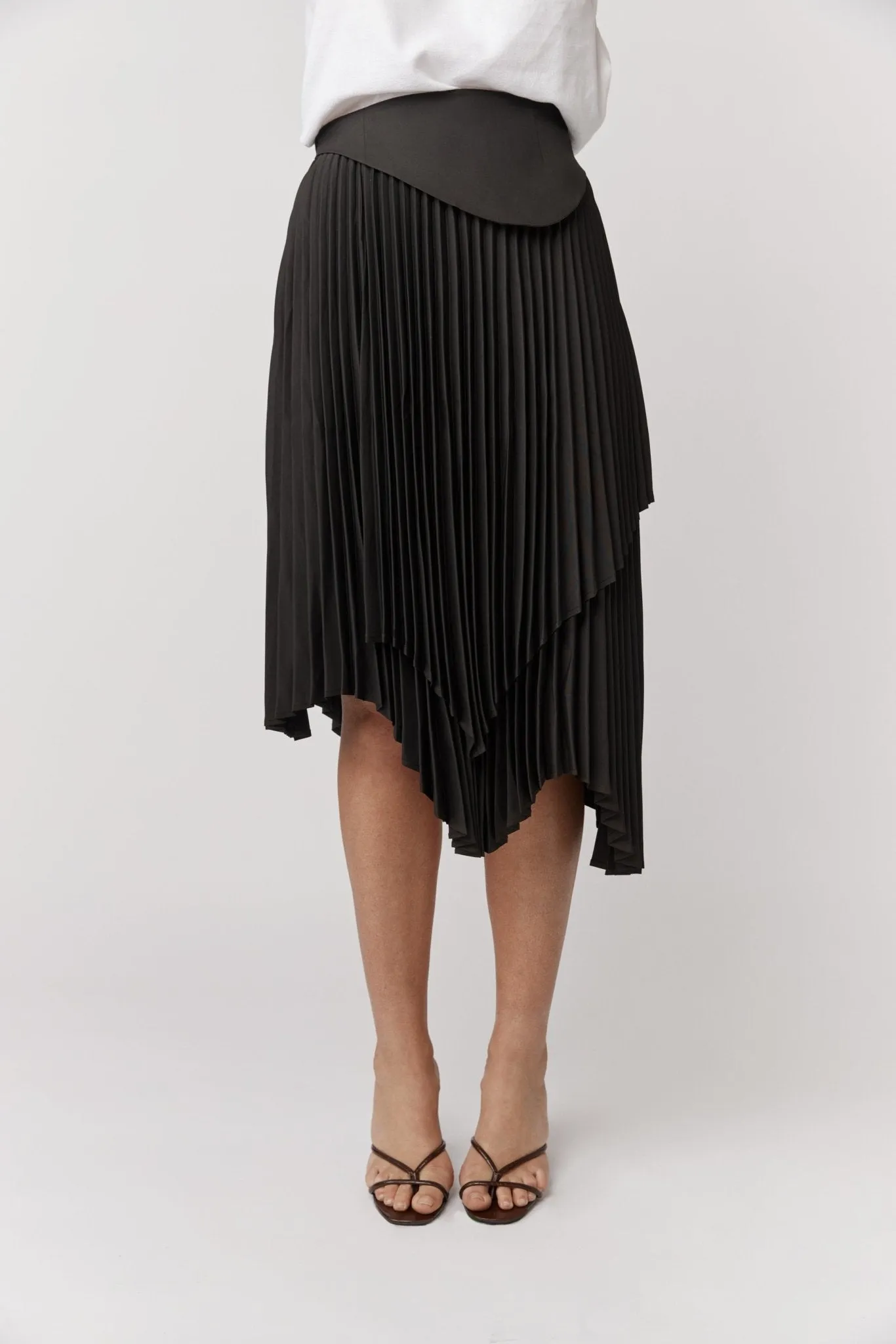 Edith Pleated Asymmetrical Skirt