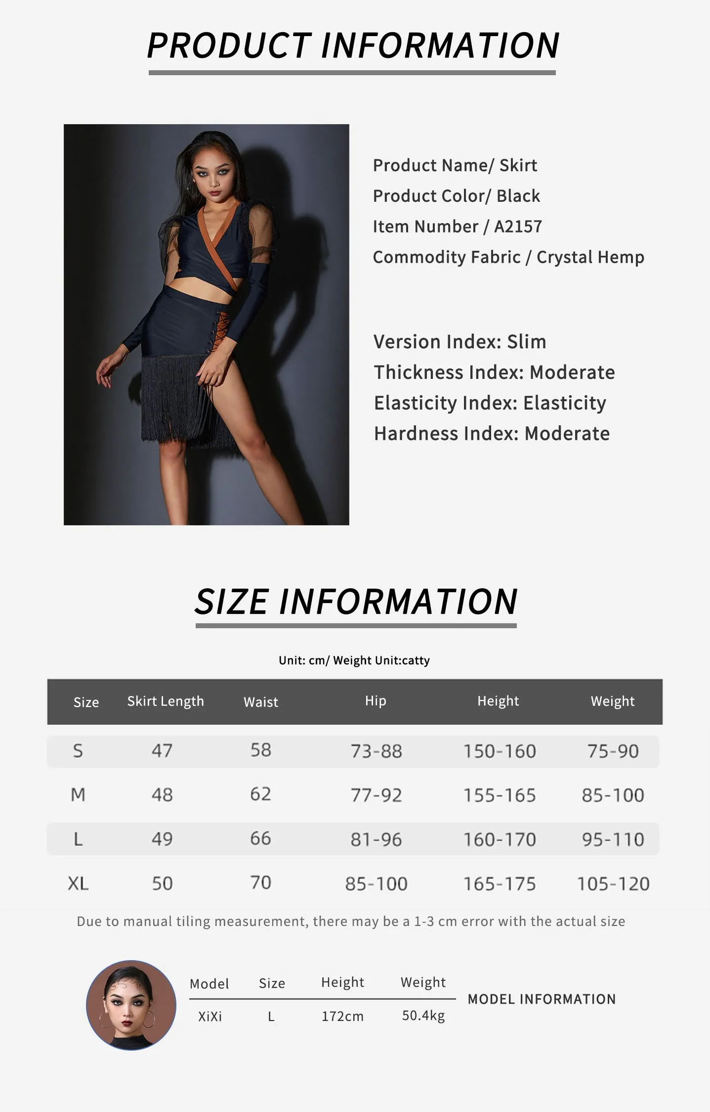 Elastic Waist Pleated Drawstring Hip Fringe Slit Skirt Latin Dance Bottoms
