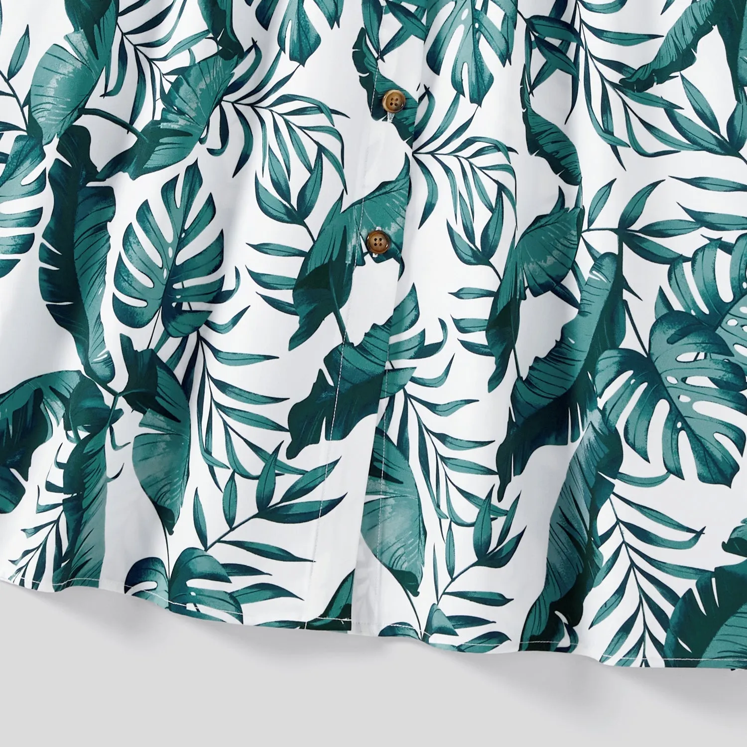 Family Matching Allover Plant Print Short-sleeve Belted Dresses and Patch Pocket Tank Tops Sets