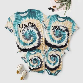 Family Matching Letter Print Tie Dye Short-sleeve Tops