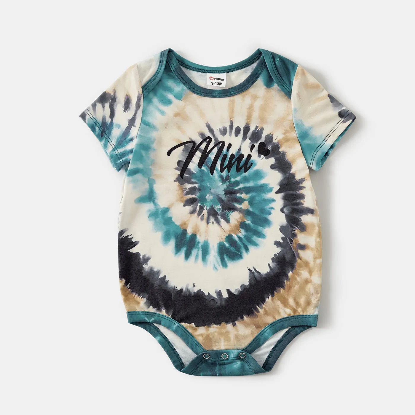 Family Matching Letter Print Tie Dye Short-sleeve Tops
