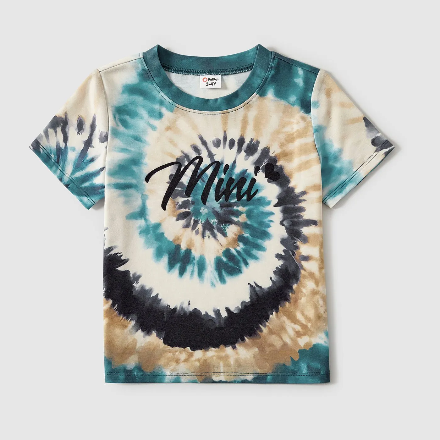 Family Matching Letter Print Tie Dye Short-sleeve Tops