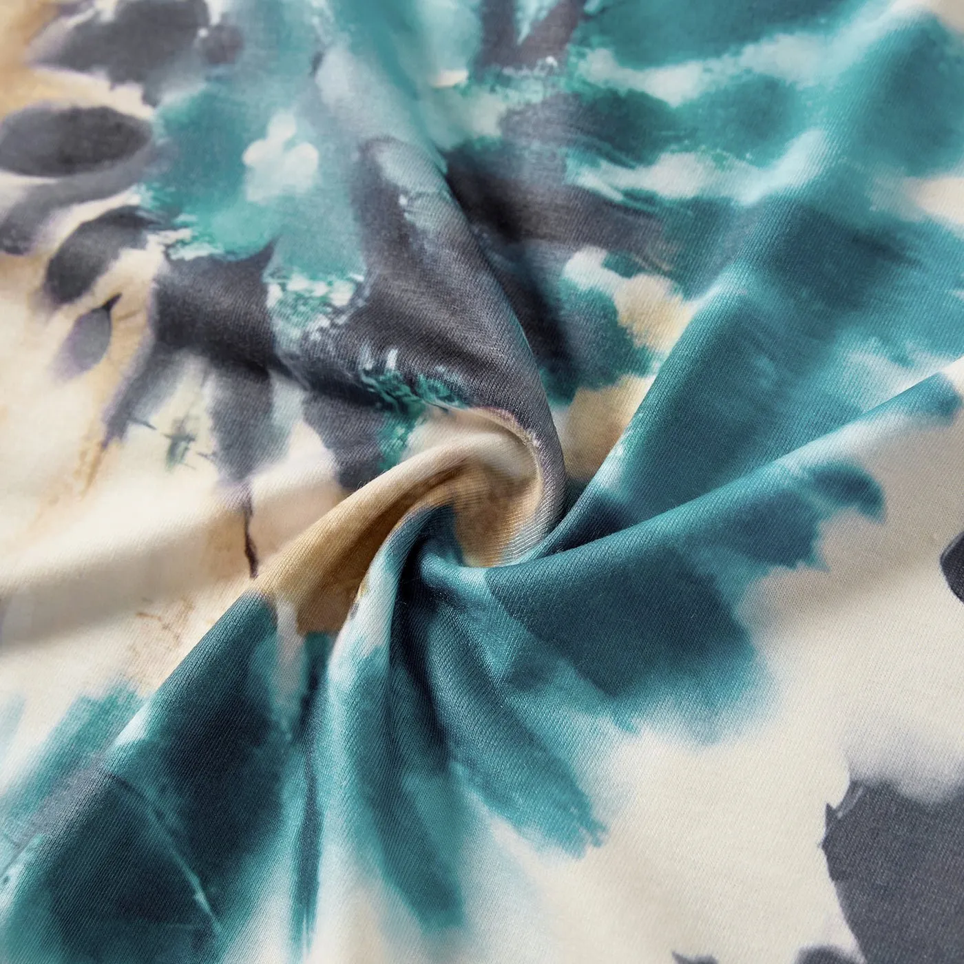 Family Matching Letter Print Tie Dye Short-sleeve Tops