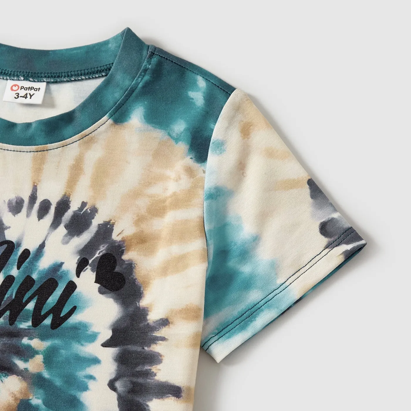 Family Matching Letter Print Tie Dye Short-sleeve Tops