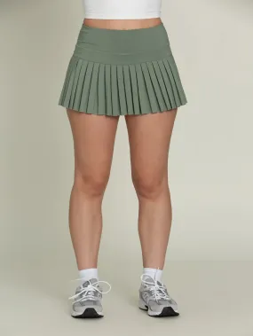 Gold Hinge Pleated Tennis Skirt - Sea Green