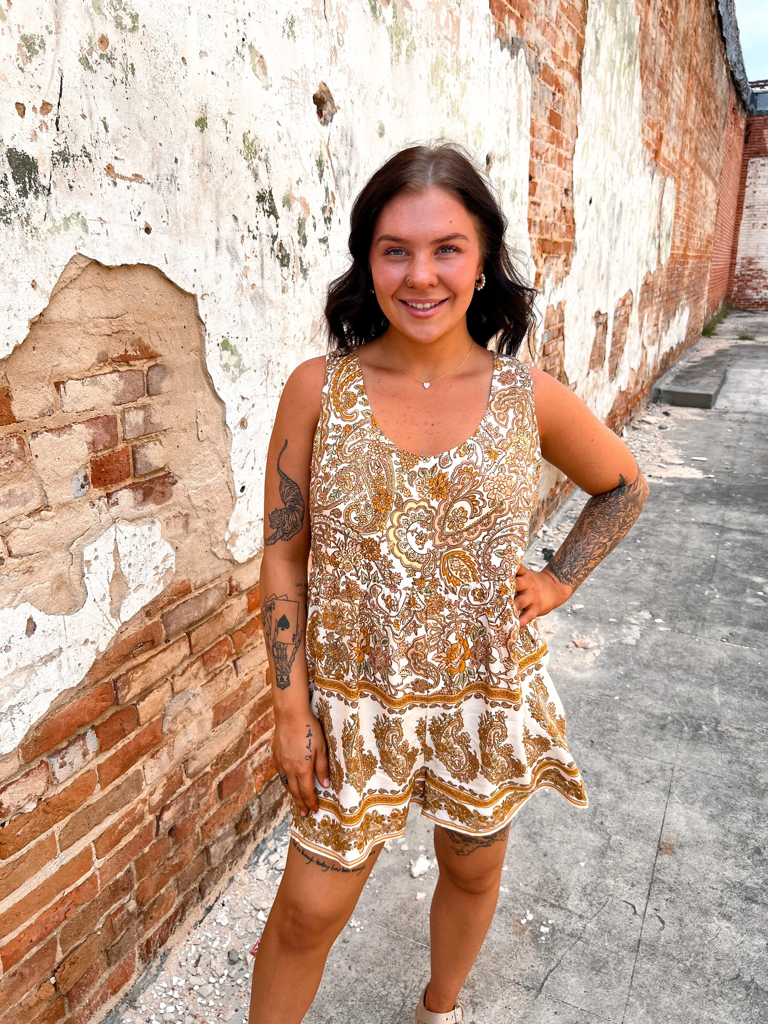 Haven Paisley Print Sleeveless Romper